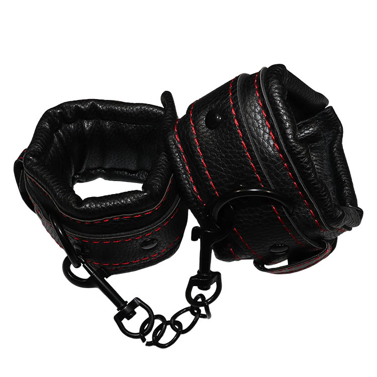 Black Genuine Leather Cuffs - Image 2