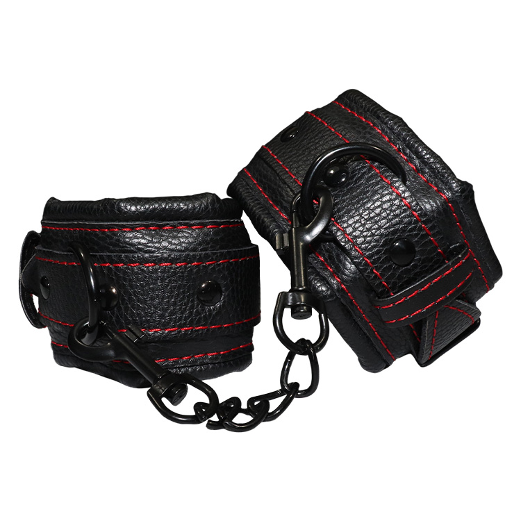 Black Genuine Leather Cuffs